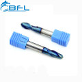 BFL 2 Flutes Tungsten Carbide Ball End Mill For Metal Processing